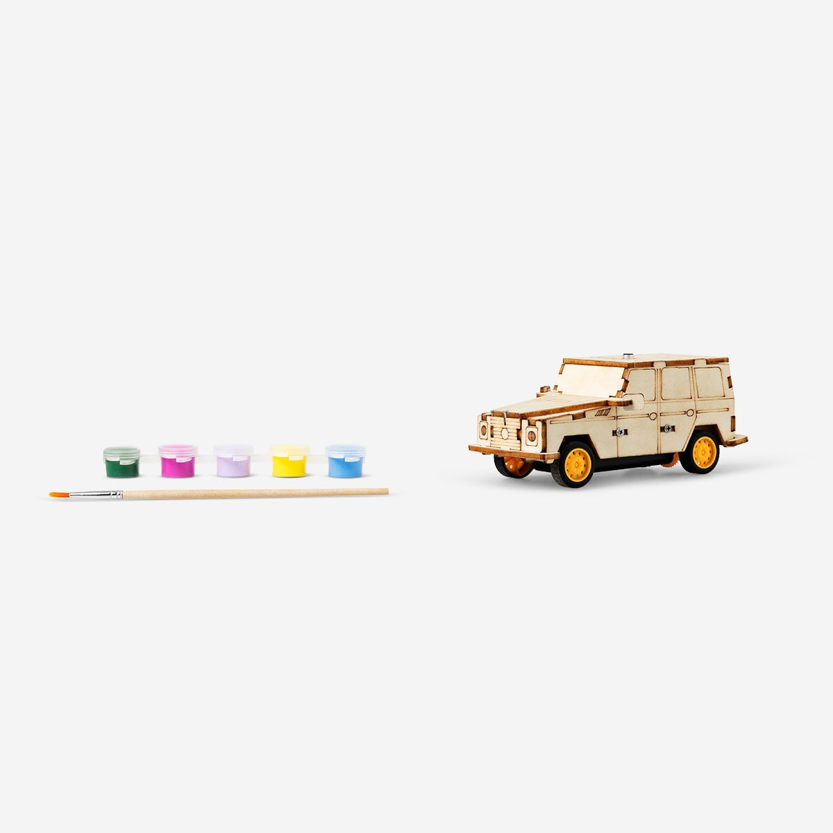 Paint-your-own car. Drives when you clap
